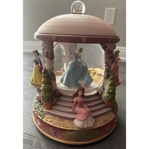 VTG Disney Multi-Princess Musical Snow Globe Figurine Cinderella Belle ArielRARE